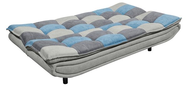 ZOFA S POSTELJNO FUNKCIJO, modra, umazano rjava, temno siva tekstil, leseni material