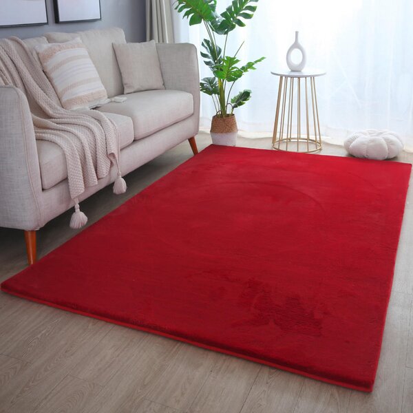 PREPROGA Z VISOKIM FLOROM Pouffy 140/200 cm tkano rdeča