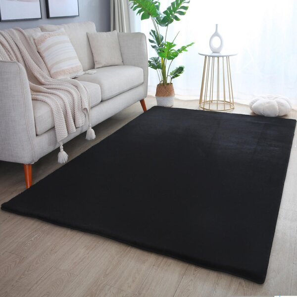 PREPROGA Z VISOKIM FLOROM Pouffy 140/200 cm tkano črna