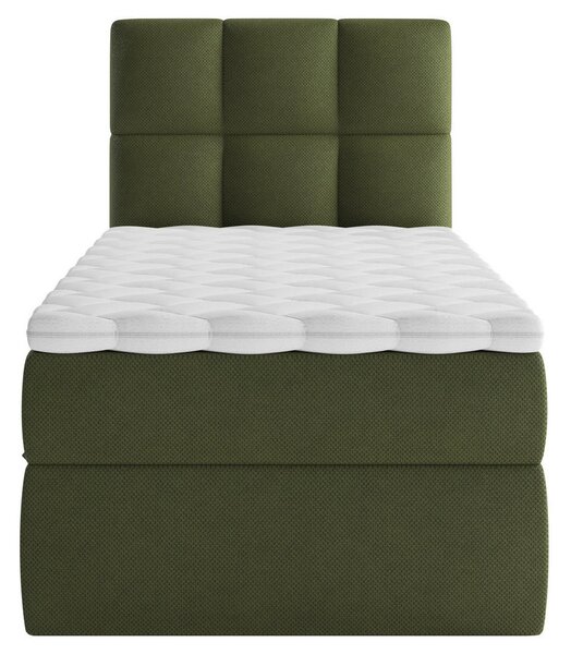 POSTELJA Z VZMETNICO 90 cm x 200 cm , les, tekstil, leseni material temno zelena