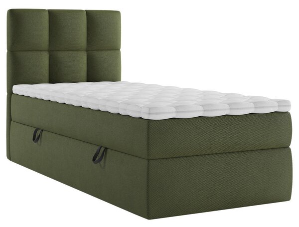POSTELJA Z VZMETNICO 90 cm x 200 cm , les, tekstil, leseni material temno zelena
