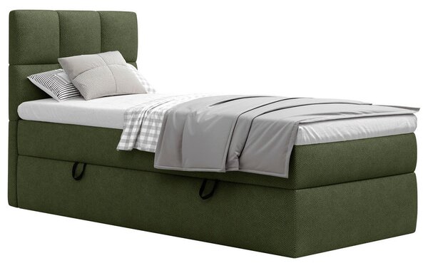 POSTELJA Z VZMETNICO 90 cm x 200 cm , les, tekstil, leseni material temno zelena
