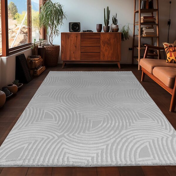 TKANA PREPROGA Sahara 200/290 cm tkano srebrne barve