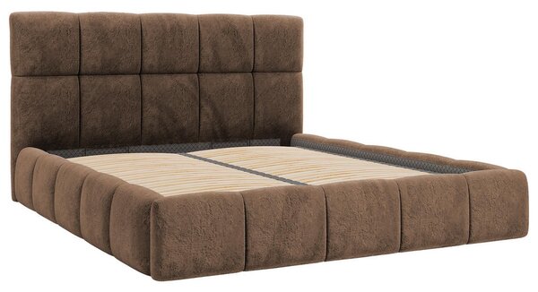 OBLAZINJENA POSTELJA 160 cm x 200 cm , les, tekstil, leseni material rjava