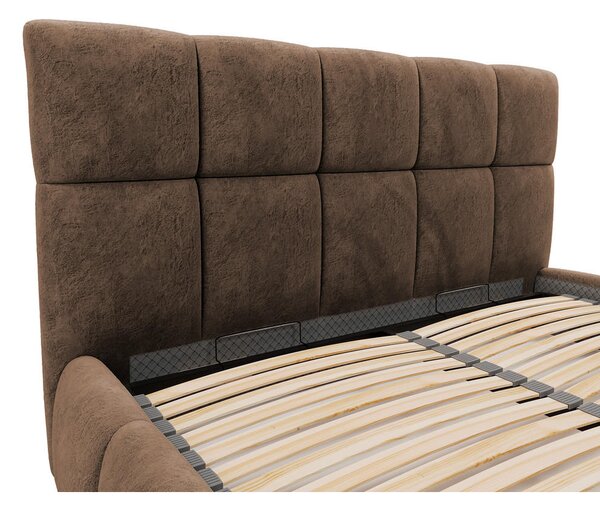 OBLAZINJENA POSTELJA 160 cm x 200 cm , les, tekstil, leseni material rjava