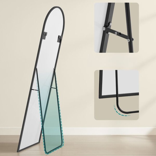 Zaobljeno ogledalo UMBRA, 160x50 cm, črna SongmicsHome
