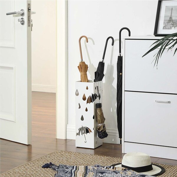 Kovový stojan na dáždniky UMBRELLA, 15,5x15,5x49cm, biela SongmicsHome