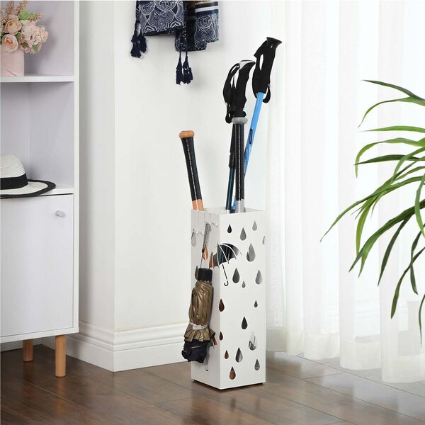 Kovový stojan na dáždniky UMBRELLA, 15,5x15,5x49cm, biela SongmicsHome