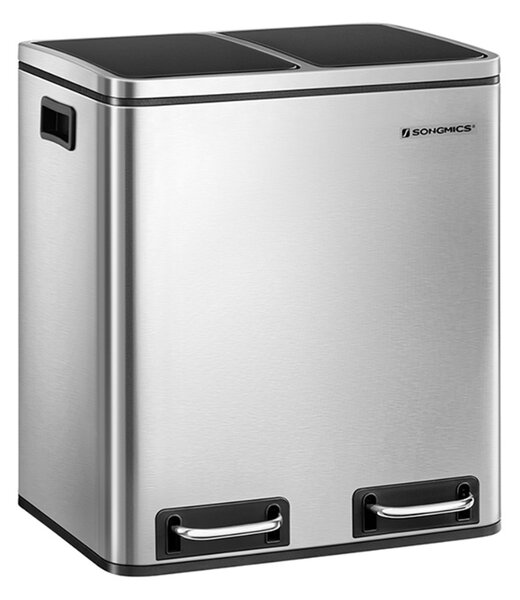 Koš za ločevanje odpadkov SORT 30l (2×15l), srebrna/črna SongmicsHome