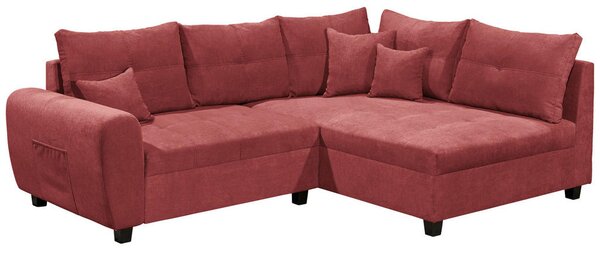 ECKSOFA inkl. Hocker, mikrovelur barve gozdnih sadežev