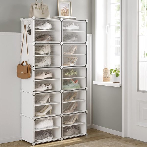 Organizator za čevlje KIMBERLY, 10 škatel, bela/prozorna SongmicsHome