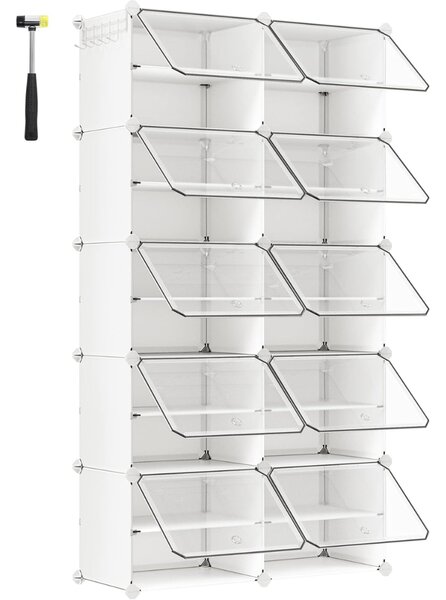 Organizator za čevlje KIMBERLY, 10 škatel, bela/prozorna SongmicsHome