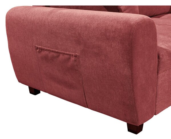 ECKSOFA inkl. Hocker, mikrovelur barve gozdnih sadežev