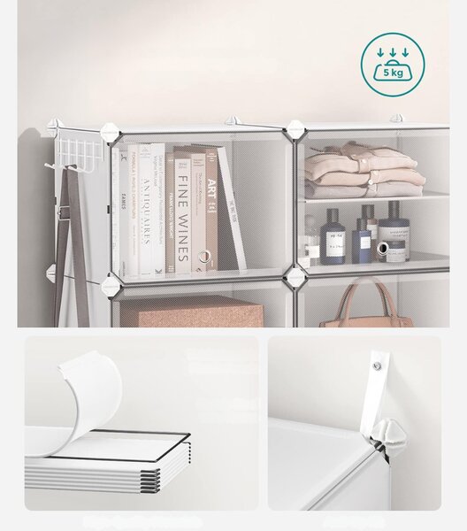 Organizator za čevlje KIMBERLY, 10 škatel, bela/prozorna SongmicsHome