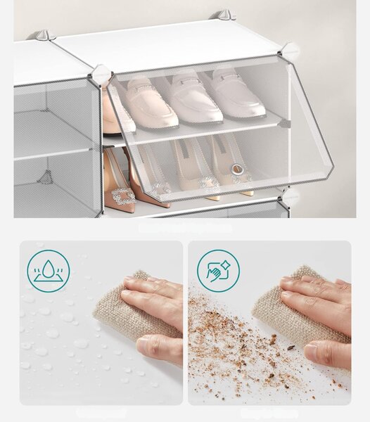 Organizator za čevlje KIMBERLY, 10 škatel, bela/prozorna SongmicsHome