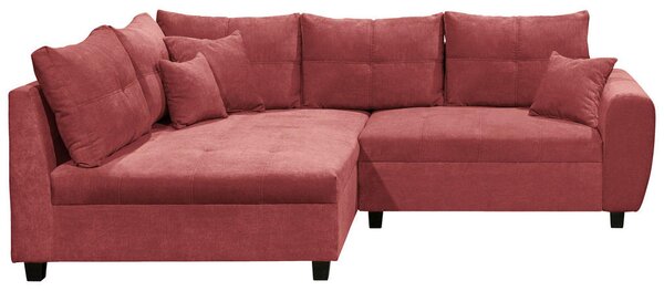 ECKSOFA inkl. Hocker, mikrovelur barve gozdnih sadežev