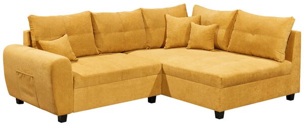 ECKSOFA inkl. Hocker, mikrovelur rumena