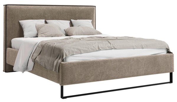 OBLAZINJENA POSTELJA 140 cm x 200 cm , les, tekstil, leseni material rjava