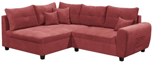 ECKSOFA inkl. Hocker, mikrovelur barve gozdnih sadežev