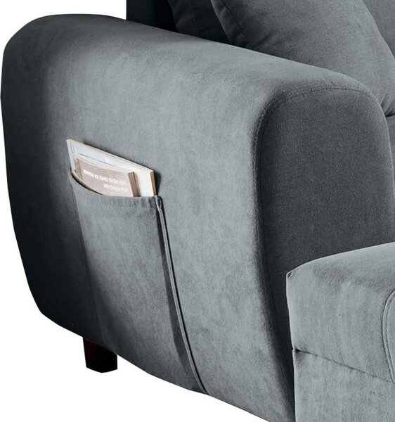 ECKSOFA inkl. Hocker, mikrovelur antracit