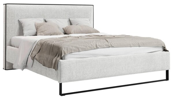 OBLAZINJENA POSTELJA 140 cm x 200 cm , les, tekstil, leseni material naravne barve
