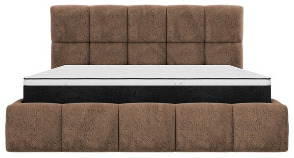 OBLAZINJENA POSTELJA 140 cm x 200 cm , les, tekstil, leseni material rjava