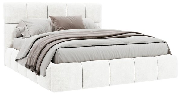 OBLAZINJENA POSTELJA 140 cm x 200 cm , les, tekstil, leseni material naravne barve