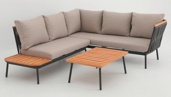 LOUNGE GARNITURA tekstilno pletivo, tkanina tikovina masivno aluminij