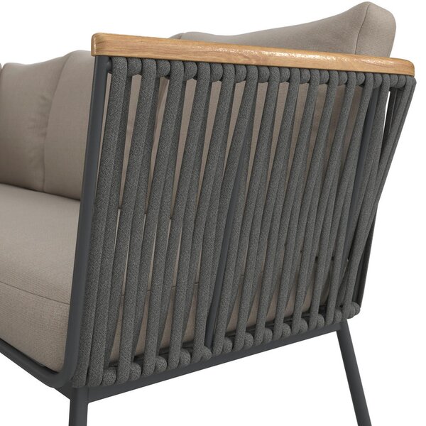 LOUNGE GARNITURA tekstilno pletivo, tkanina tikovina masivno aluminij