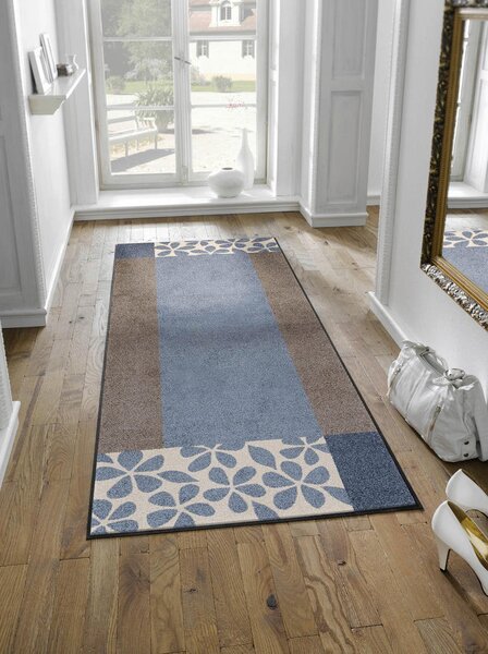 TEKAČ Florita blue 75/190 cm potiskano modra, rjava, bela