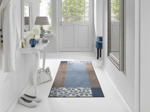 TEKAČ Florita blue 75/190 cm potiskano modra, rjava, bela