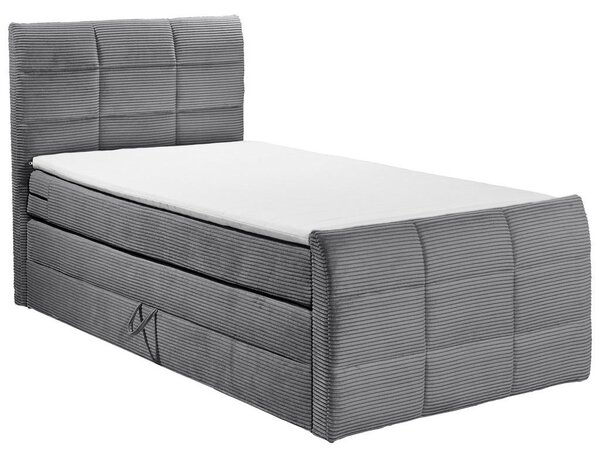 POSTELJA BOXSPRING 100 cm x 200 cm , tekstil, leseni material temno siva