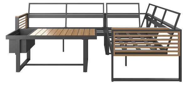 LOUNGE GARNITURA akacija masivno aluminij, jeklo