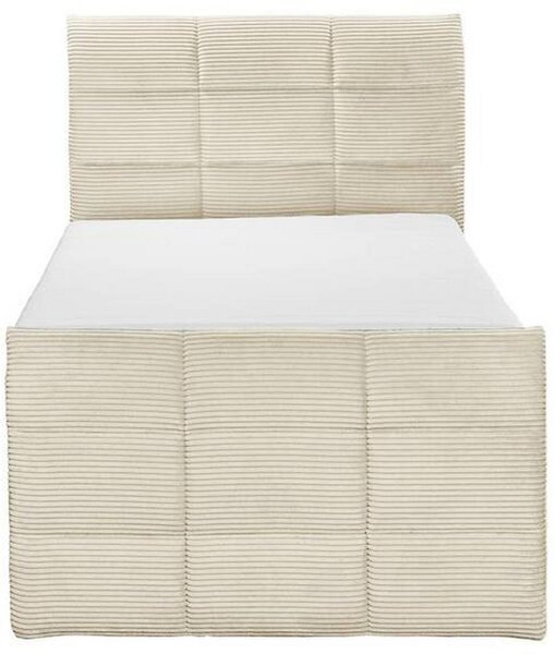 POSTELJA BOXSPRING 100 cm x 200 cm , tekstil, leseni material krem barve