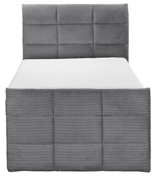 POSTELJA BOXSPRING 100 cm x 200 cm , tekstil, leseni material temno siva