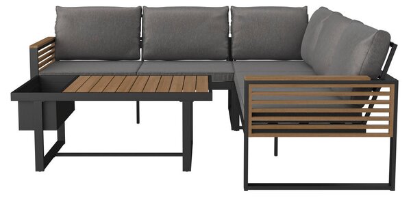 LOUNGE GARNITURA akacija masivno aluminij, jeklo
