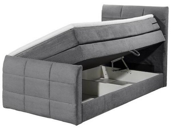 POSTELJA BOXSPRING 100 cm x 200 cm , tekstil, leseni material temno siva