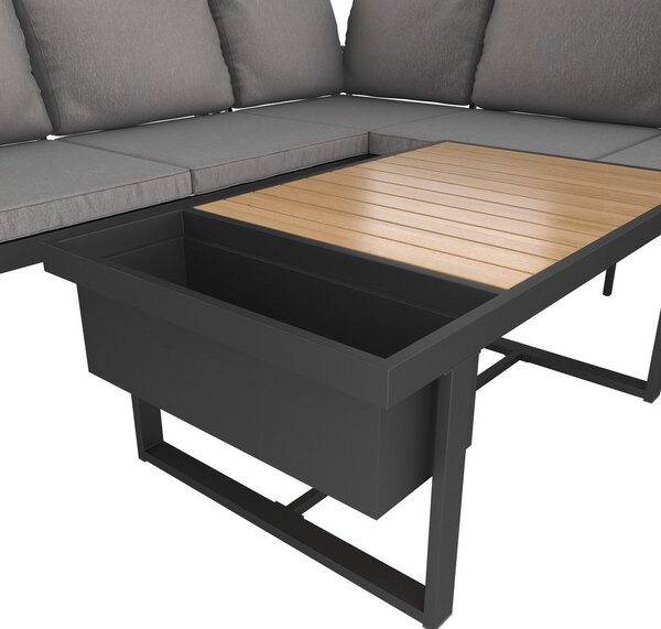 LOUNGE GARNITURA akacija masivno aluminij, jeklo