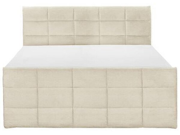 POSTELJA BOXSPRING 180 cm x 200 cm , tekstil, leseni material krem barve