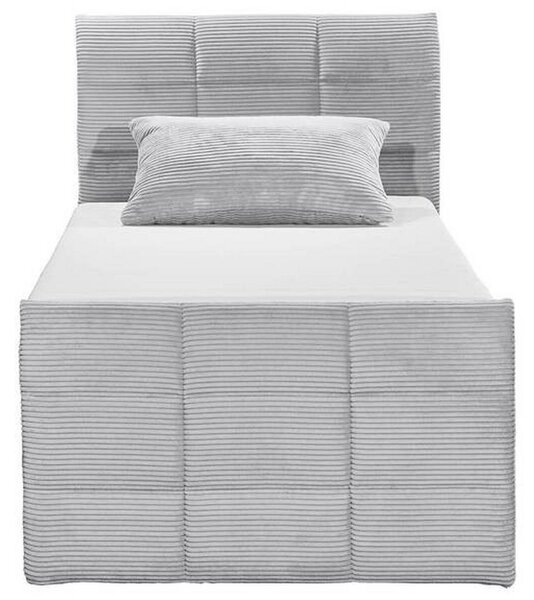 POSTELJA BOXSPRING 100 cm x 200 cm , tekstil, leseni material svetlo siva