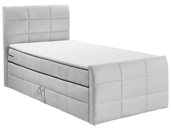 POSTELJA BOXSPRING 100 cm x 200 cm , tekstil, leseni material svetlo siva