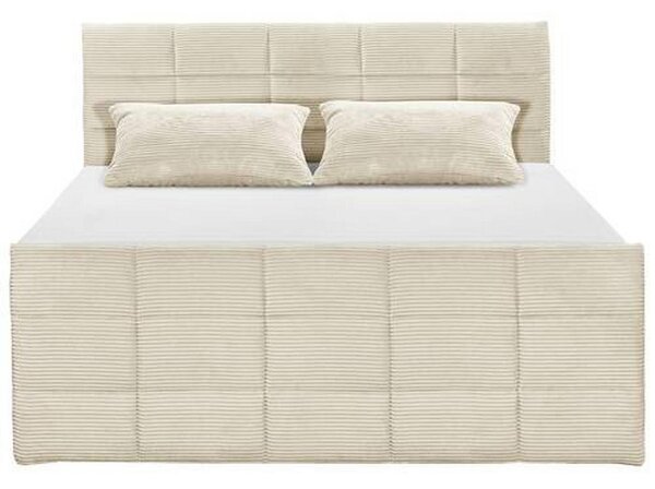 POSTELJA BOXSPRING 180 cm x 200 cm , tekstil, leseni material krem barve
