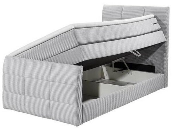 POSTELJA BOXSPRING 100 cm x 200 cm , tekstil, leseni material svetlo siva