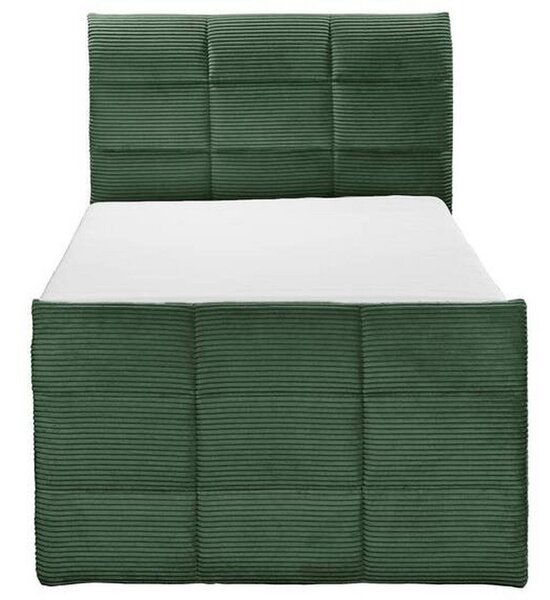 POSTELJA BOXSPRING 100 cm x 200 cm , tekstil, leseni material zelena