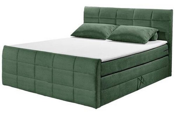 POSTELJA BOXSPRING 180 cm x 200 cm , tekstil, leseni material olivno zelena