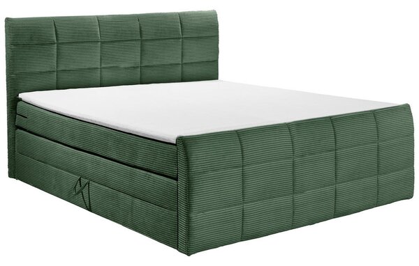 POSTELJA BOXSPRING 180 cm x 200 cm , tekstil, leseni material olivno zelena