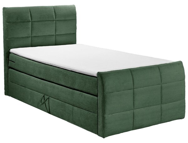 POSTELJA BOXSPRING 100 cm x 200 cm , tekstil, leseni material zelena