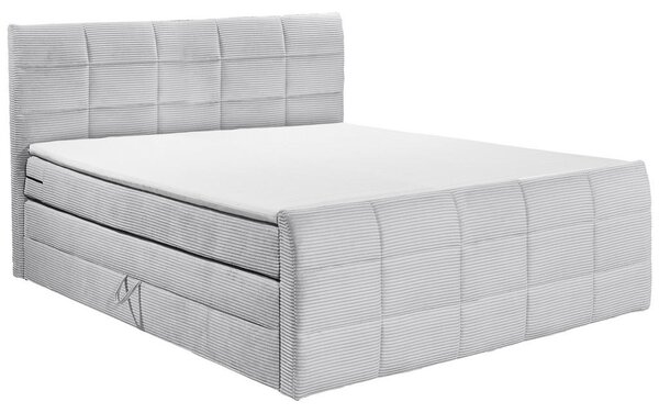 POSTELJA BOXSPRING 183 cm x 200 cm , tekstil, leseni material svetlo siva