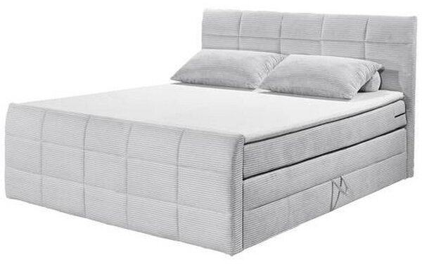 POSTELJA BOXSPRING 183 cm x 200 cm , tekstil, leseni material svetlo siva