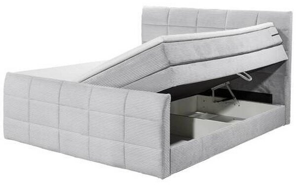 POSTELJA BOXSPRING 183 cm x 200 cm , tekstil, leseni material svetlo siva